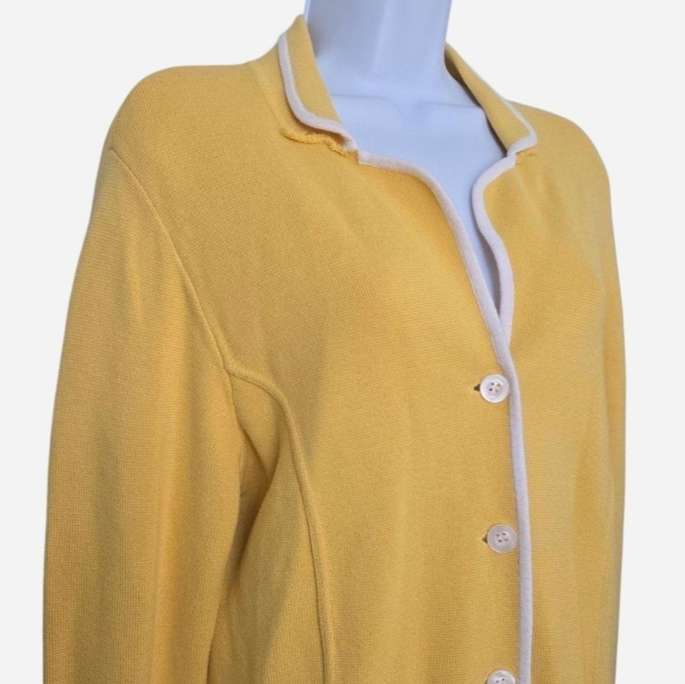 Vintage 90s Knit yellow collared cardigan - Picture 5 of 10